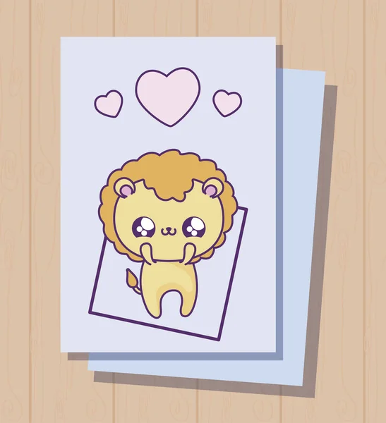 カード可愛いスタイルでかわいいライオンの赤ちゃん — ストックベクタ