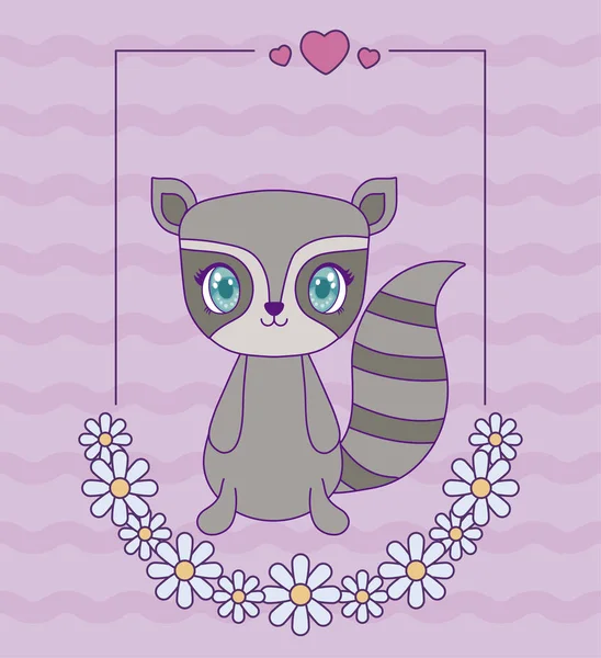 kart kawaii tarzı sevimli rakun bebek