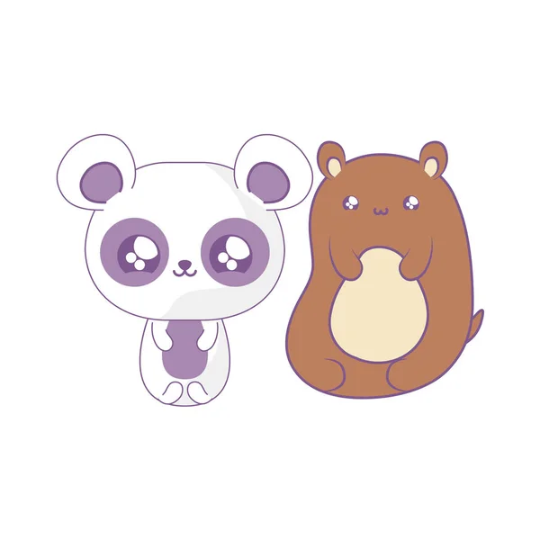 Lindo osos bebé animales kawaii estilo — Archivo Imágenes Vectoriales