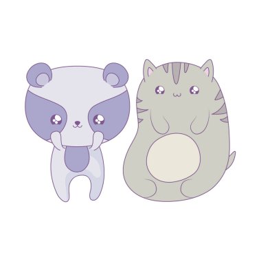 rakun bebek hayvanlar kawaii tarzı ile sevimli kedi