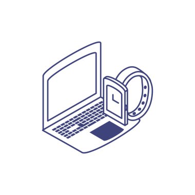 akıllı saat fütüristik teknolojisi ile dizüstü bilgisayar