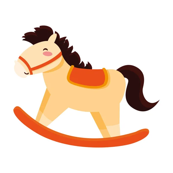 Balanceo caballo juguete bebé en blanco fondo — Vector de stock