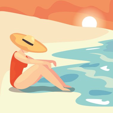 kadın yaz zaman tatil tasarım