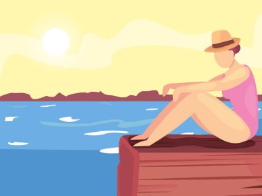 kadın yaz zaman tatil tasarım