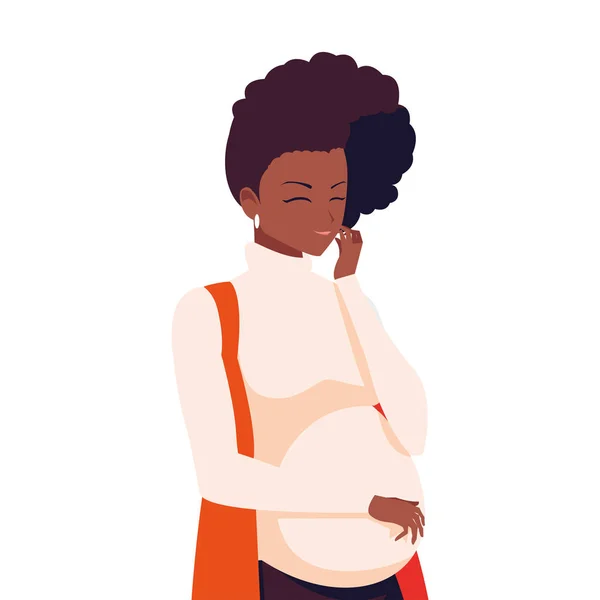 Mulher grávida tocando sua barriga —  Vetores de Stock