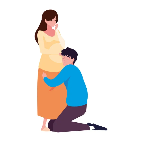 Embarazo en pareja y diseño de maternidad — Vector de stock