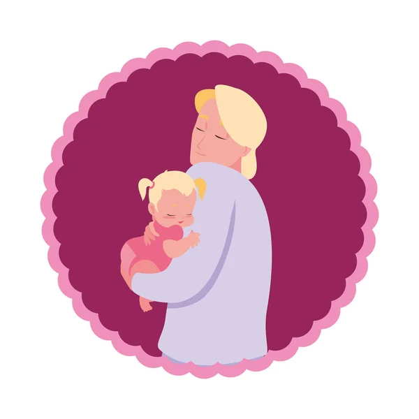 Pai carregando seu bebê em seus braços —  Vetores de Stock