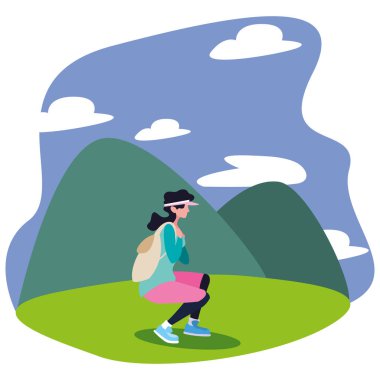 sırt çantası dağlar yürüyüş wanderlust ile kadın