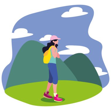 sırt çantası dağlar yürüyüş wanderlust ile kadın