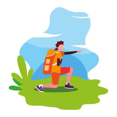 sırt çantası ile adam wanderlust yürüyüş