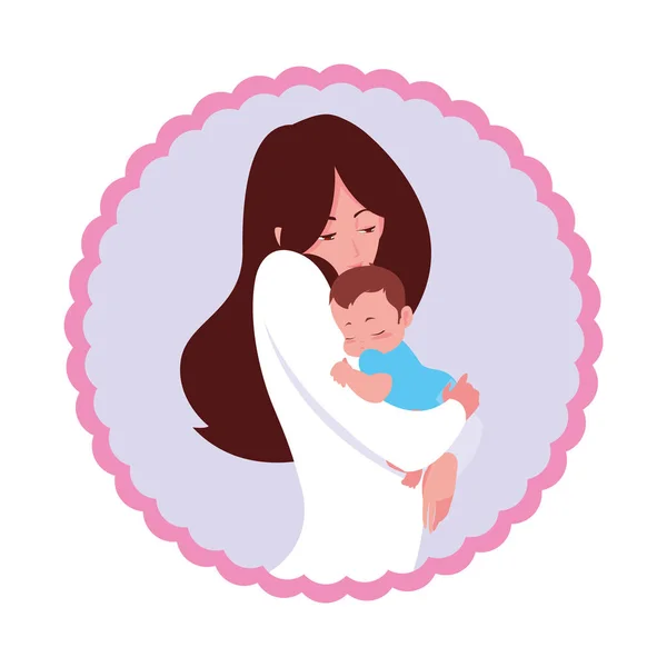 Mamá llevando a su bebé en sus brazos — Archivo Imágenes Vectoriales