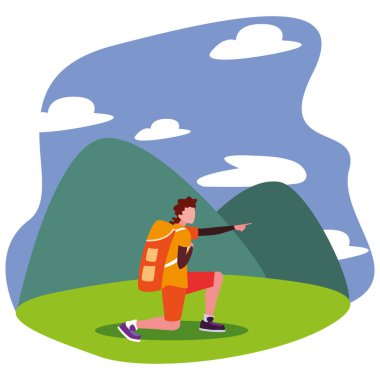 sırt çantası dağlar yürüyüş wanderlust ile adam