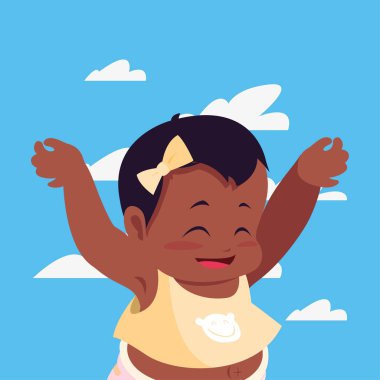 Bebek gülümseyen sevimli kız oturma