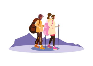 dağ manzara genç çift backpacker