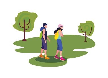 genç kadın ve adam açık havada wanderlust