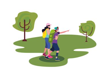 genç kadın ve adam açık havada wanderlust