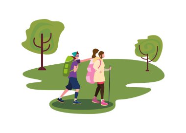 genç kadın ve adam açık havada wanderlust