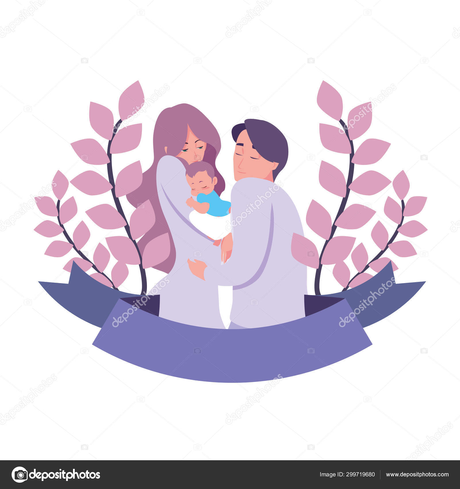 Maman Et Papa Portant Son Nouveau Ne Image Vectorielle Par Djv C Illustration