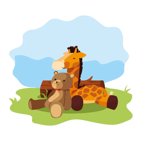 Juguete de bebé oso jirafa vector ilustración — Archivo Imágenes Vectoriales