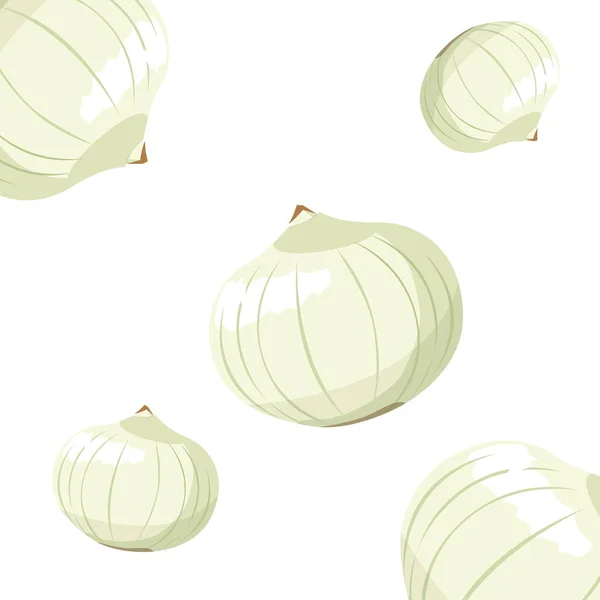 Cebollas fondo blanco vegetal fresco — Vector de stock