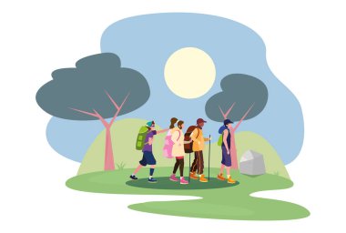 genç grup insanlar yürüyüş Wanderlust