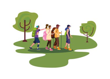 genç grup insanlar yürüyüş Wanderlust