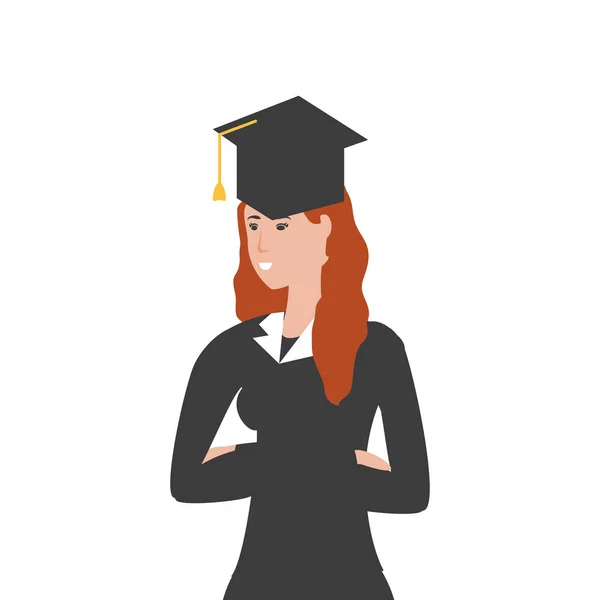 Yound öğrenci kız karakter mezun — Stok Vektör