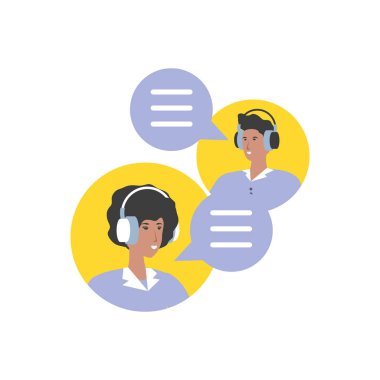 kulaklık avatarları karakterleri ile genç çift