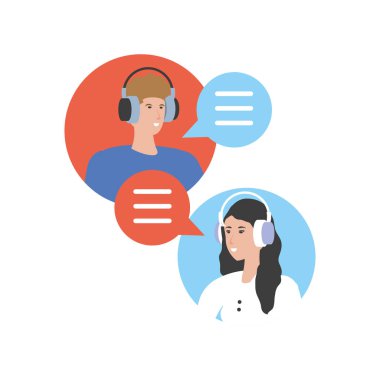 kulaklık avatarları karakterleri ile genç çift