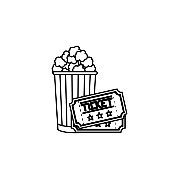 Kinokarte mit Popcorn — Stockvektor