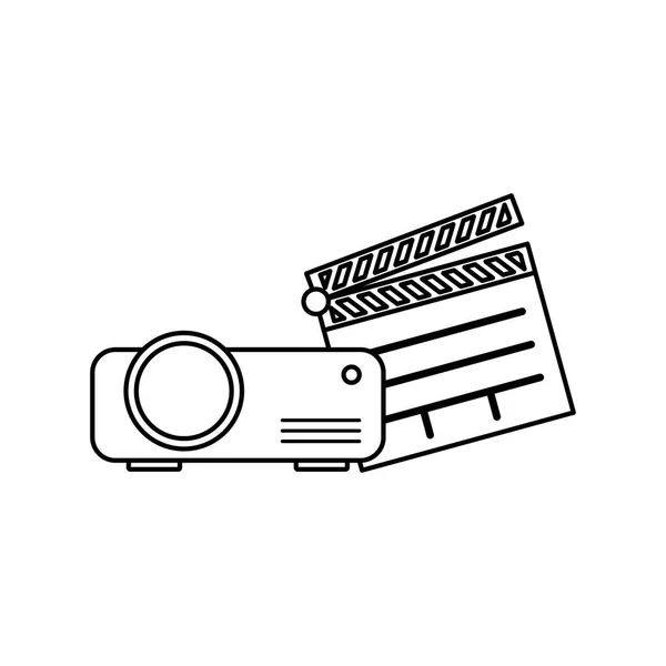 Clapboard cinema with video beam — Stock Vector