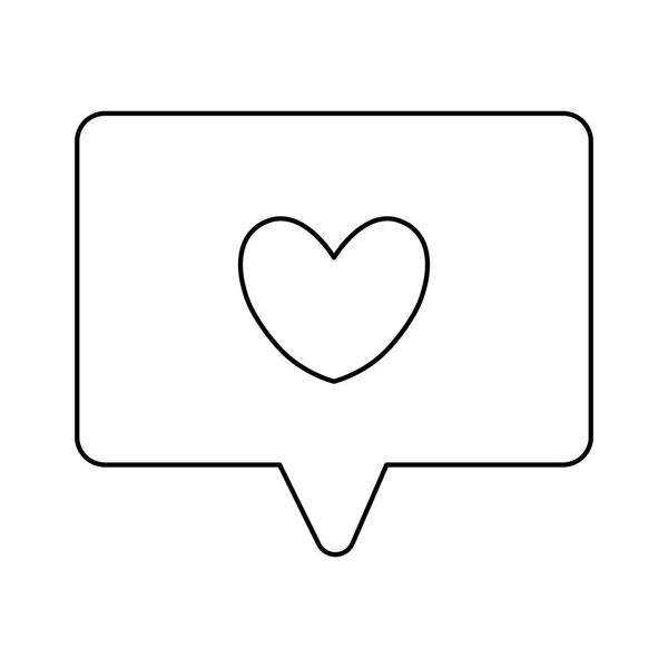 Bańka mowy z ikoną odizolowanego serca — Wektor stockowy
