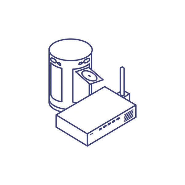 Comunicación del router con discos de datos — Vector de stock