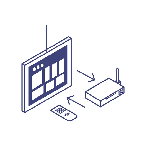 Dispositivo tablet con tecnología router — Vector de stock