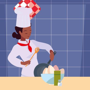 kadın şef yemek hazırlama pişirme