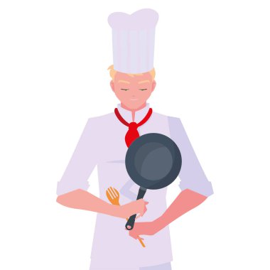 tava pişirme tutan adam şef