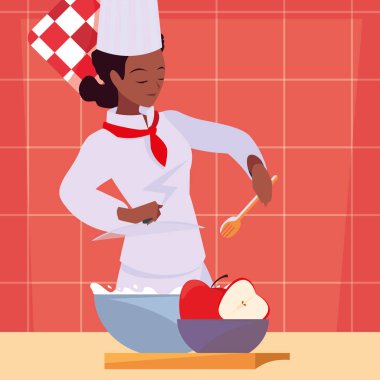 kadın şef yemek hazırlama pişirme