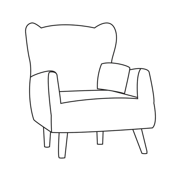Cojín del sofá y bufanda lineal — Vector de stock