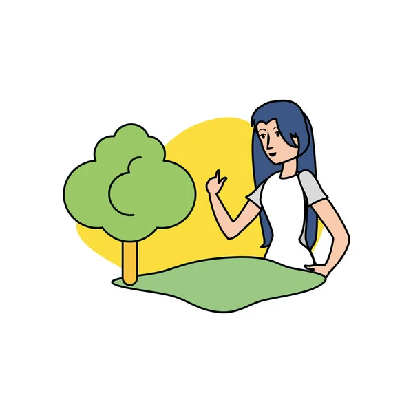 Avatar donna con albero di design — Vettoriale Stock
