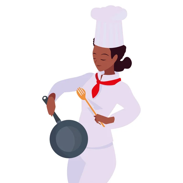 女厨师与叉烹饪 — 图库矢量图片