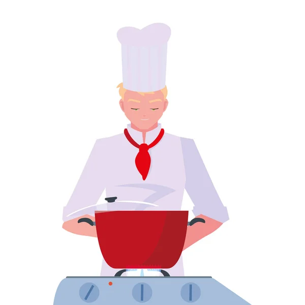 Preparação homem chef cozinhar ilustração vetor — Vetor de Stock