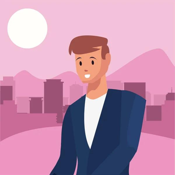Geschäftsmann Porträt Charakter Vektor Illustration — Stockvektor