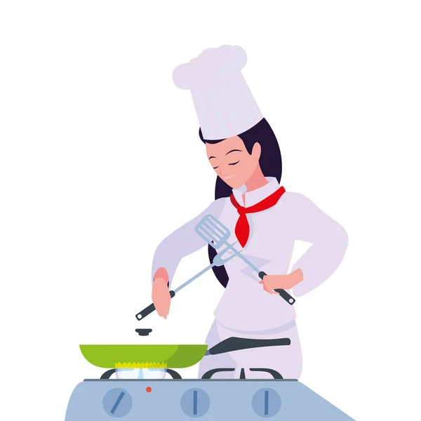 Cocinera cocinera preparación de alimentos — Vector de stock