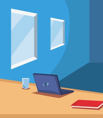 ofis çalışma alanı dizüstü kitap pencereleri