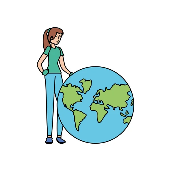 Mulher avatar com design de planeta — Vetor de Stock