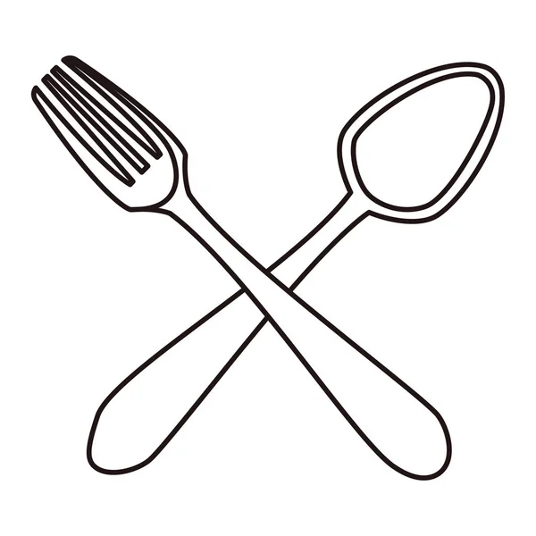 Кухонная посуда с вилкой и ложкой — стоковый вектор