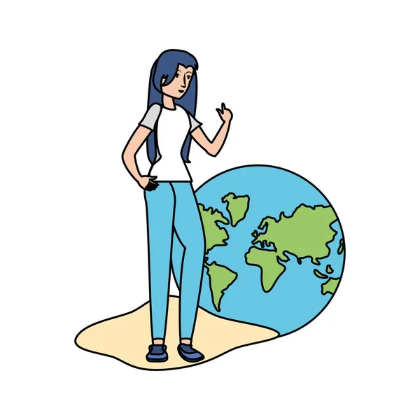 Mulher avatar com design de planeta — Vetor de Stock