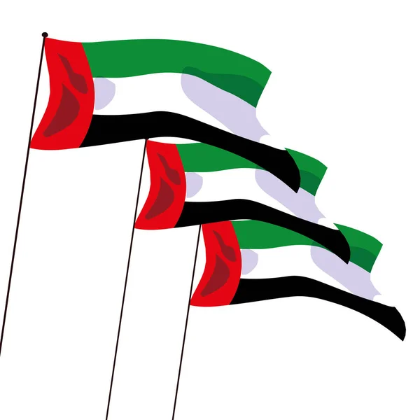 Arab emirates flags in pole symbol — стоковый вектор