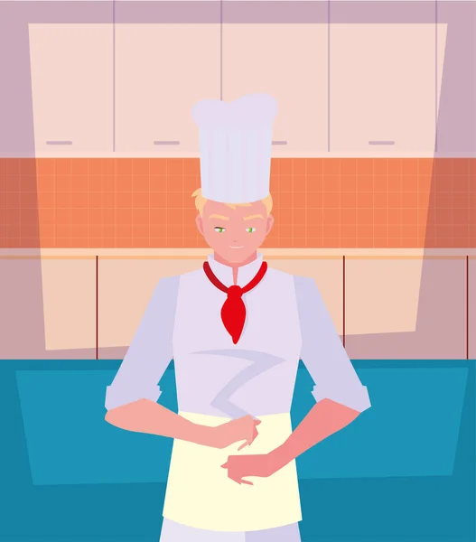 Homem chef personagem com uniforme — Vetor de Stock