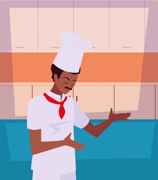 Uomo cuoco personaggio con uniforme — Vettoriale Stock